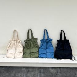 New Korean version trendy canvas single shoulder bag female niche pleated backpack girls casual large capacity tote bag