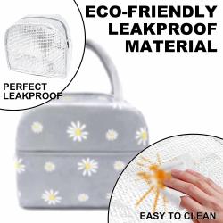 Gelory Factory Hot Selling Daisy Print Foldable Insulated Lunch Bag Thermal Reusable Polyester Tote Lunch Box For Adult And Kids