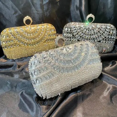 2024 Wholesale personalised chain diamond bag purse luxury rhinestone evening bag clutch bags for women