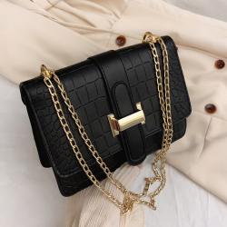 2023 New Design Fashion Small Handbags Chain Shoulder Wide Strap Pu Leather Crossbody Messenger Bags Wholesale Women Handbags