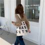 Wholesale Ins Style High Capacity Tote Bags Female One Shoulder Cloth Handbag Letter Logo Print Canvas Bag