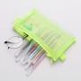 Gelory Zipper Mesh Organizer Bags Clear Nylon Pencil Case Transparent School Stationery Storage Bag for Office