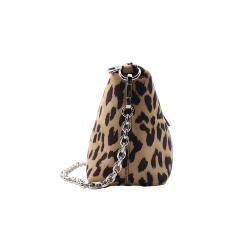 Winter collection leopard bag hot selling new design moon shape handbag with metal chain