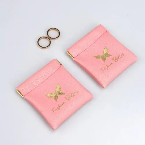 Custom Emboss Logo White Leather Earphone Hairpin Pouch Small Ring Earring Necklace Bracelet Jewelry Bag With Magnet