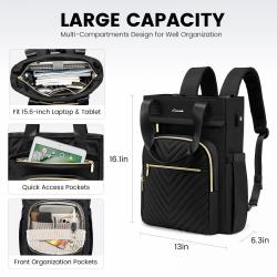 LOVEVOOK Waterproof Quilted Wide Top Open Backpack Anti Theft School Laptop Bag Travel Tote Quality Laptop Backpacks Women