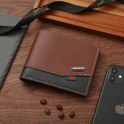 Men's short wallet patchwork vintage men's leather wallet multi card slot soft leather money clip factory