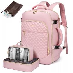 LOVEVOOK Wholesale Fashion Nylon 17.3 Inch Business Laptop Bags Flight Approved with Toiletry Bag Carry-On Women Travel Backpack