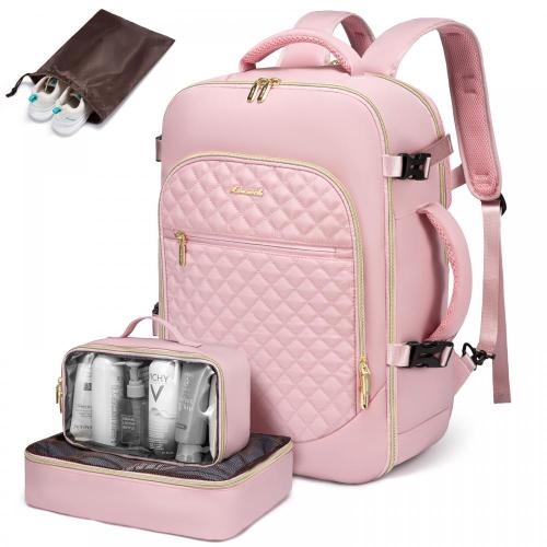 LOVEVOOK Wholesale Fashion Nylon 17.3 Inch Business Laptop Bags Flight Approved with Toiletry Bag Carry-On Women Travel Backpack