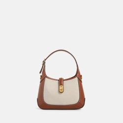 Warehouse Customized High Quality Pu Leather And Canvas Handbag  Luxury Vintage Crossbody Bag For Ladies