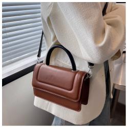 Women's 2022 New Leisure Trend Women's Bag Fashion High Texture Women's Handbag Pu Solid Color Embroidery Thread Shoulder Bag