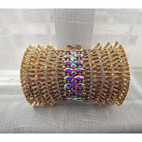 Popular Elegant Shiny Crossbody Crystal Bag Handmade Rhinestone Bag Bridal Purse Gold Luxury Evening Bags Clutches For Women
