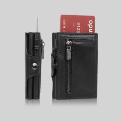 Leather Aluminum Holder Card Holder Metal Alloy Pop Up Wallet Metal Card Holder With Coin Purse