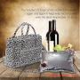 Insulated Cooler Wine Bag Leopard Grain PU Leather Wine Cheest Tote Bag Women For Party Travel
