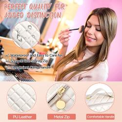 Multifunctional Storage Waterproof Portable Pu Leather Makeup Organizer Bag With Dividers And Handle