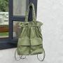 New Korean version trendy canvas single shoulder bag female niche pleated backpack girls casual large capacity tote bag