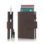 Customized Genuine Leather Aluminum Holder Card Holder Men Zipper Coin Purse Rfid Credit Card Holder Pop Up Wallet