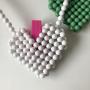 Handmade Mini Candy Color Beaded Heart Crossbody Bag Cute Multicolor Clear Handbag Purse and Messenger Bag for Women