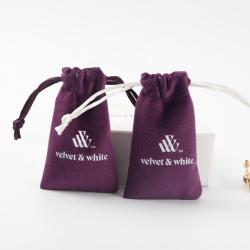 Flexography Custom Logo Printed Mini Small Velvet Gift Jewelry Bag Jewelry Brooch Packaging Bag Mini Small Velvet Pouch