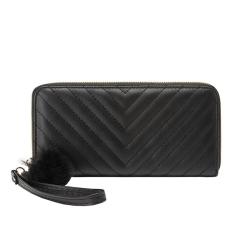 2024 Ladies New V Tattoo Flower Fur Ball Long Wallet Casual Coin Purse Fashionable Portable Single Strap Bag Chains Gift Bag