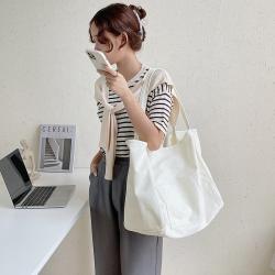 Korean edition women's new casual solid canvas bag fashion trend single shoulder bag large capacity student tote bag