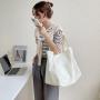 Korean edition women's new casual solid canvas bag fashion trend single shoulder bag large capacity student tote bag