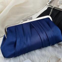 High Quality Luxury Silk Evening Bag Royal Blue Clip Clutch Purses for Women Ladies Handbag Clutch Chain Bag for Wedding Party