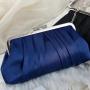High Quality Luxury Silk Evening Bag Royal Blue Clip Clutch Purses for Women Ladies Handbag Clutch Chain Bag for Wedding Party