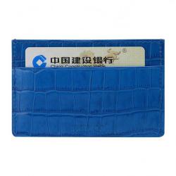 Custom Handmade Fashion Classic Genuine Embossed Crocodile Pattern Cowhide Leather Women Men Multi Credit Card Holder Wallet