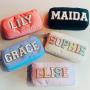 18 Colors Nylon Waterproof Personalized Glitter Chenille Patches Women Girls Travel Toiletry Cute Cosmetic Makeup Bag