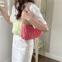 Wholesale New design candy color luxury ladies hand bags female  Ruched nylon bags chain sling bags for women crossbody