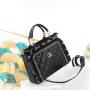 2024 hot selling large size Ruffles women's handbags quality PU ladies bags fashion  tote bags for girls supplier 32 cm