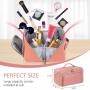 Customized Large Travel-Friendly Leather Cosmetic Bag with Strap Portable Waterproof Anti-Dust Opens Flat for Women Makeup Case