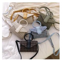 New Designer Woven Women Handbag Custom Cover Small One-shoulder Crossbody Bag Pu Leather Contrasting Color Bag