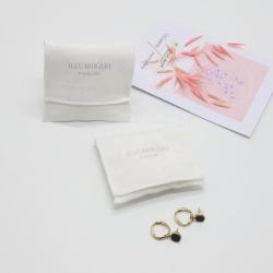 High End Silver Logo Brush Flap Cotton Canvas Jewelry Pouch Envelope Mirror Gift Bracelet Jewelry Packaging Bag