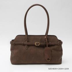 2024 Customized Korean Vintage Suede Large Capacity Shoulder Bag Autumn Winter  Handheld PU Leather Handbag