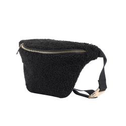 Custom Colors Low MOQ Ladies Girls Cute Sherpa Belt Bags Pink Black Cream Crossbody Belt Teddy Waist Bags Kids Fanny Pack
