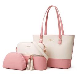ZF009 Logo with Custom Printed PU Fashion Handbag Three Sets of Shoulder Slanting Zipper Polyester Cotton Women's Tote Bag
