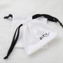 Luxury Custom Logo Printed White Herringbone Cotton Drawstring Bag Jewelry High End Twill Cotton Gift Pouch With Divider