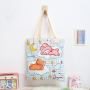 Hot Selling Reusable Natural Cotton Cute Cartoon Shopping Canvas Tote Bag Custom Logo Printed Wholesale