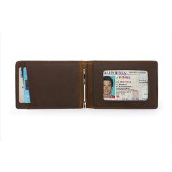 Slim Minimalist Mens Leather Wallet RFID Blocking Leather Metal Money Clip Card Holder Wallet