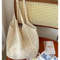 Big Casual Beach Bags for Women Summer Cotton Mesh Woven Tote Bag Shoulder Handbags Large Beach Bag for Women for Holiday