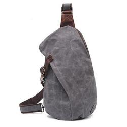 Wholesale 2024 waterproof oil wax canvas chest bag men chest sling bag travel crossbody high quality top layer cowhide chest bag