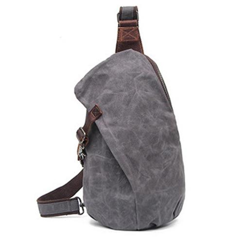 Wholesale 2024 waterproof oil wax canvas chest bag men chest sling bag travel crossbody high quality top layer cowhide chest bag