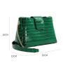 2023 New Arrival Handbag Crocodile Leather Customized Shoulder Woman Vintage Washed Bags Green Zipper Tote Bag With Gold Belt