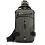 HR065 Men's New With USB Charge Nylon Chest Bag Fashion Casual Shoulder Crossbody Bag Waterproof Space Cloth Outdoor Backpack