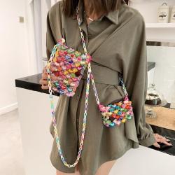 Wholesale Summer Individuality Colorful Acrylic Hollow-out Heart Beaded Lady Mini Tote Sling Satchel Handbag Clutch Bag Purse