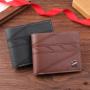 Men's wallet, short style money clip for men, simple and fashionable, multi-card slot plain horizontal spliced leather wallet