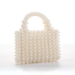 Custom Acrylic resin pearl Beaded Handbags Handmade Weave Crystal Pearl Mini Tote Bags Evening Bags for Women 2024