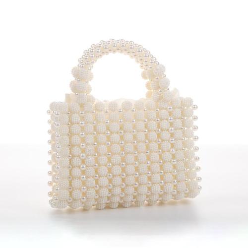 Custom Acrylic resin pearl Beaded Handbags Handmade Weave Crystal Pearl Mini Tote Bags Evening Bags for Women 2024