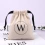 Custom Logo Printed Small Cotton Canvas Cosmetic Gift Packaging Bag Natural Drawstring Dust Jewelry Pouch